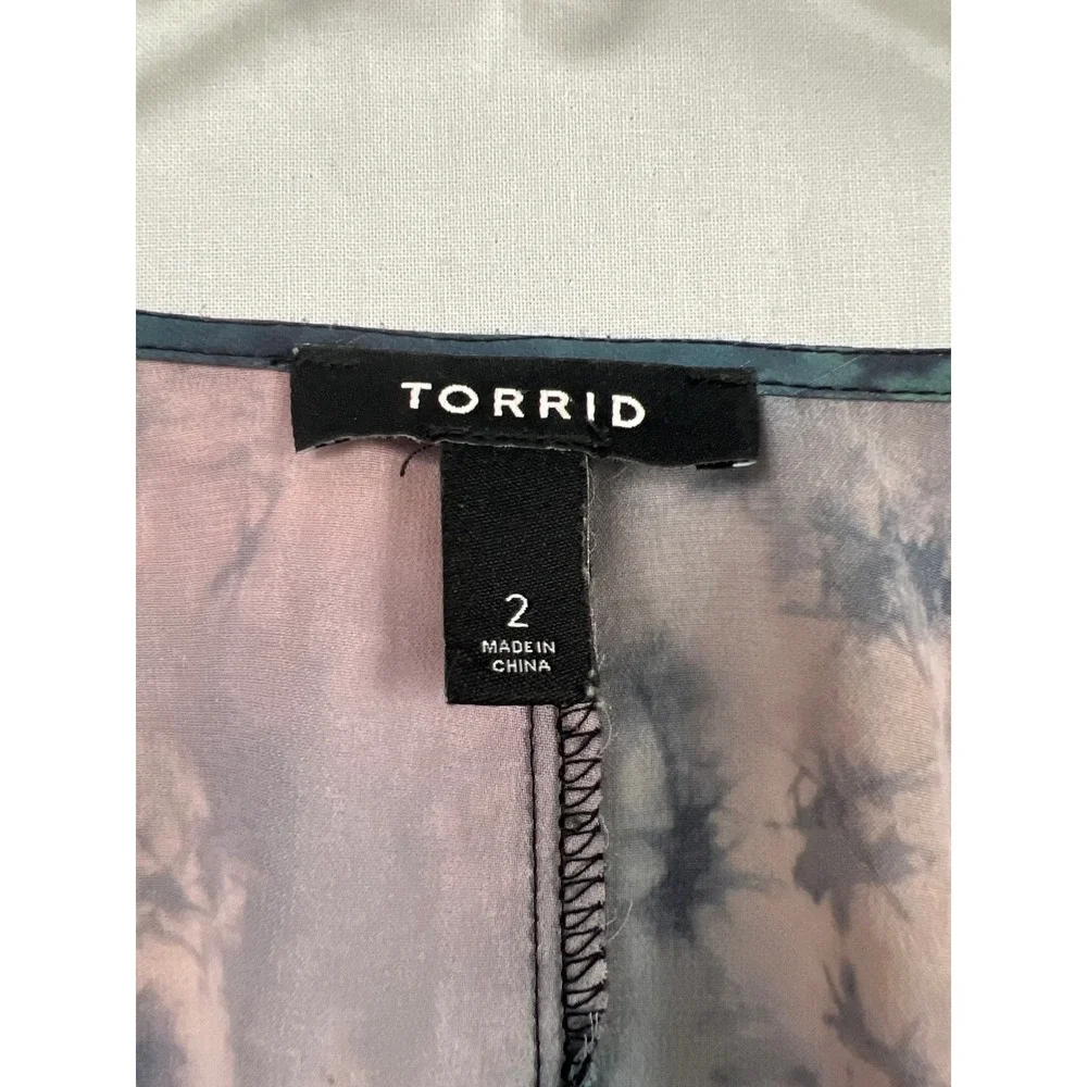 Torrid 2 Maxi Kimono Duster Womens 2X Multicolor Tie Dye Chiffon Drawstring